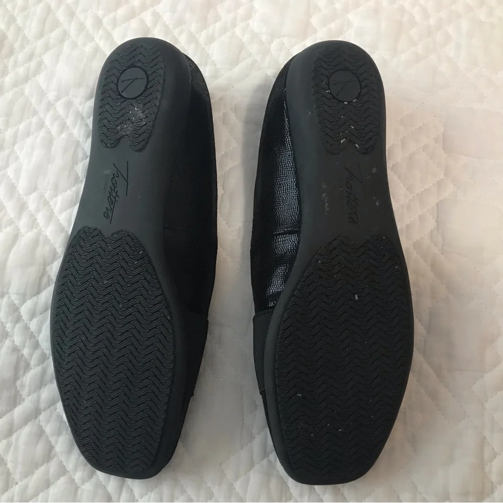 Trotters Samantha Black Lizard Leather Loafers Ballet Flats Size 6M - Picture 4 of 9